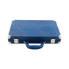 Luxury Blue PU Leather Backgammon Board Set With Handle And Metal Checkers