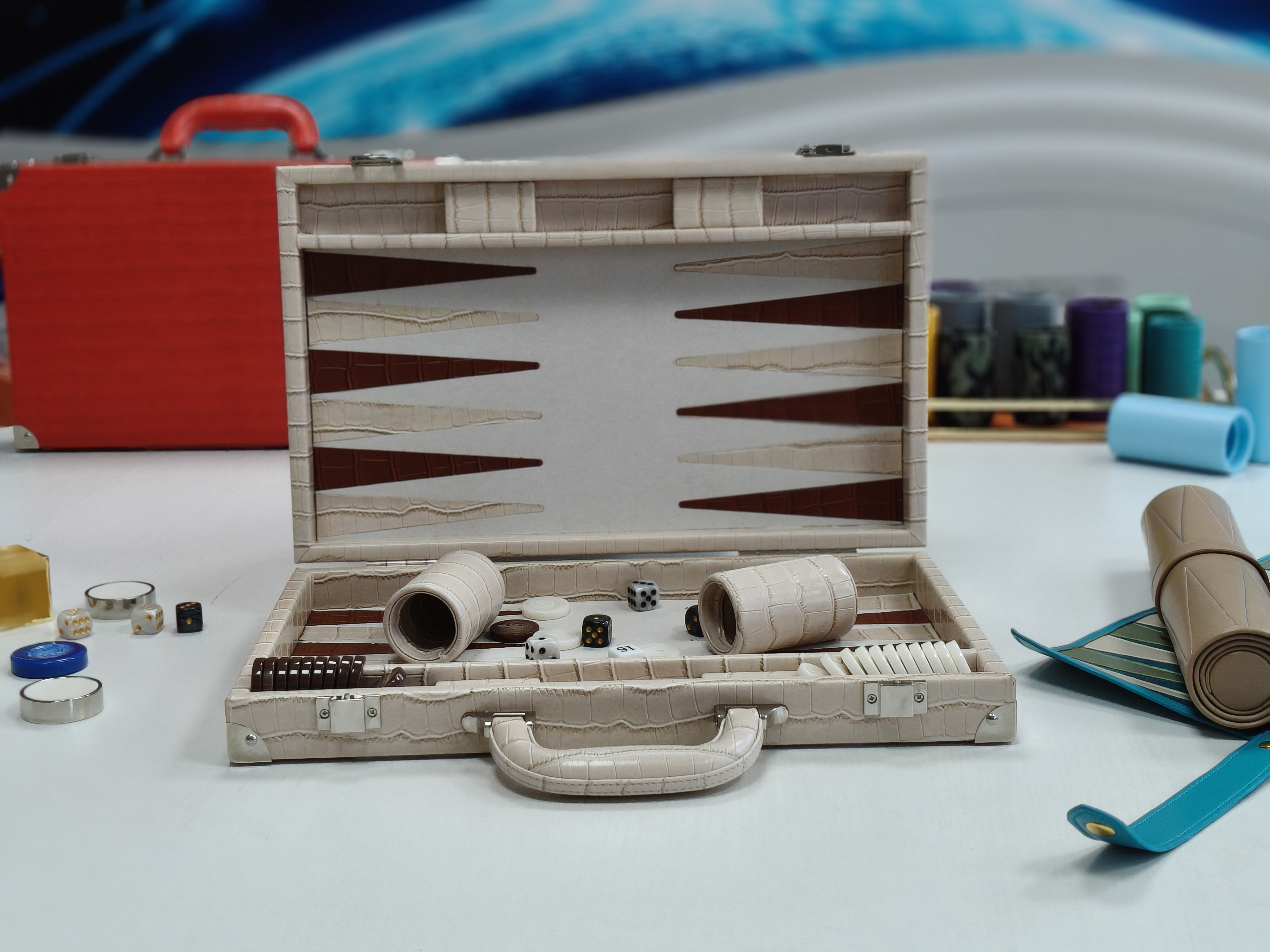 crocodile texture backgammon case luxury board game