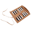 Microfiber Brown Leather Backgammon Roll Up Set