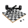Portable Beech Wood Leather Checkers Travel Game Backgammon Roll Up Set 