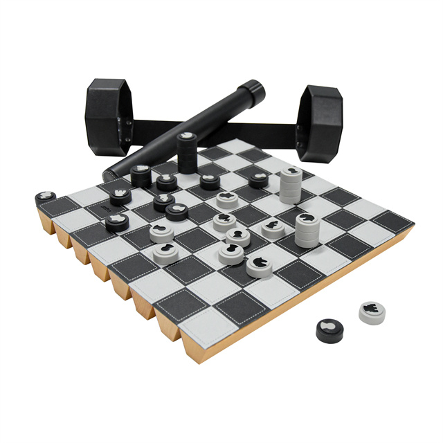 Portable Beech Wood Leather Checkers Travel Game Backgammon Roll Up Set 