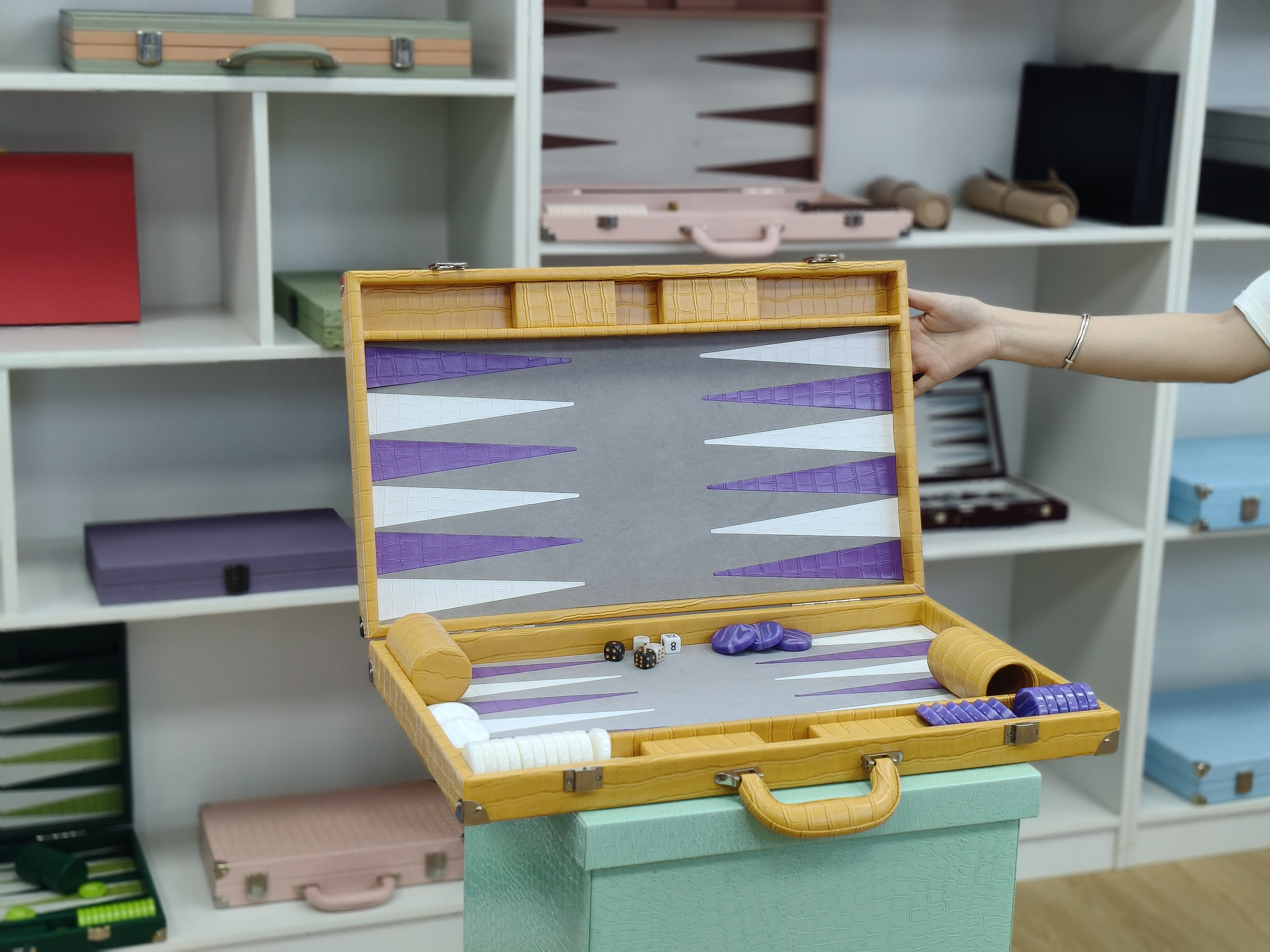 Custom Luxury PU Leather Suitcase Backgammon Set OEM Factory Direct