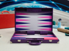 Modern colorful backgammon set with purple and pink design folding portable board