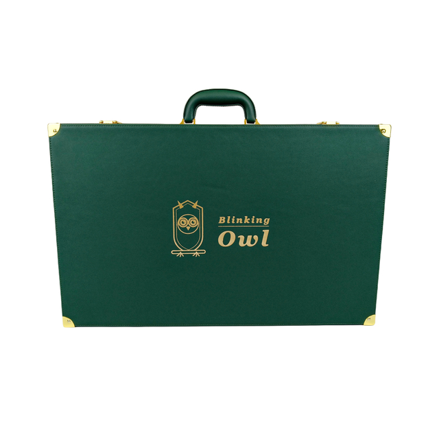 Custom Logo Luxury Green Leather Backgammon Set