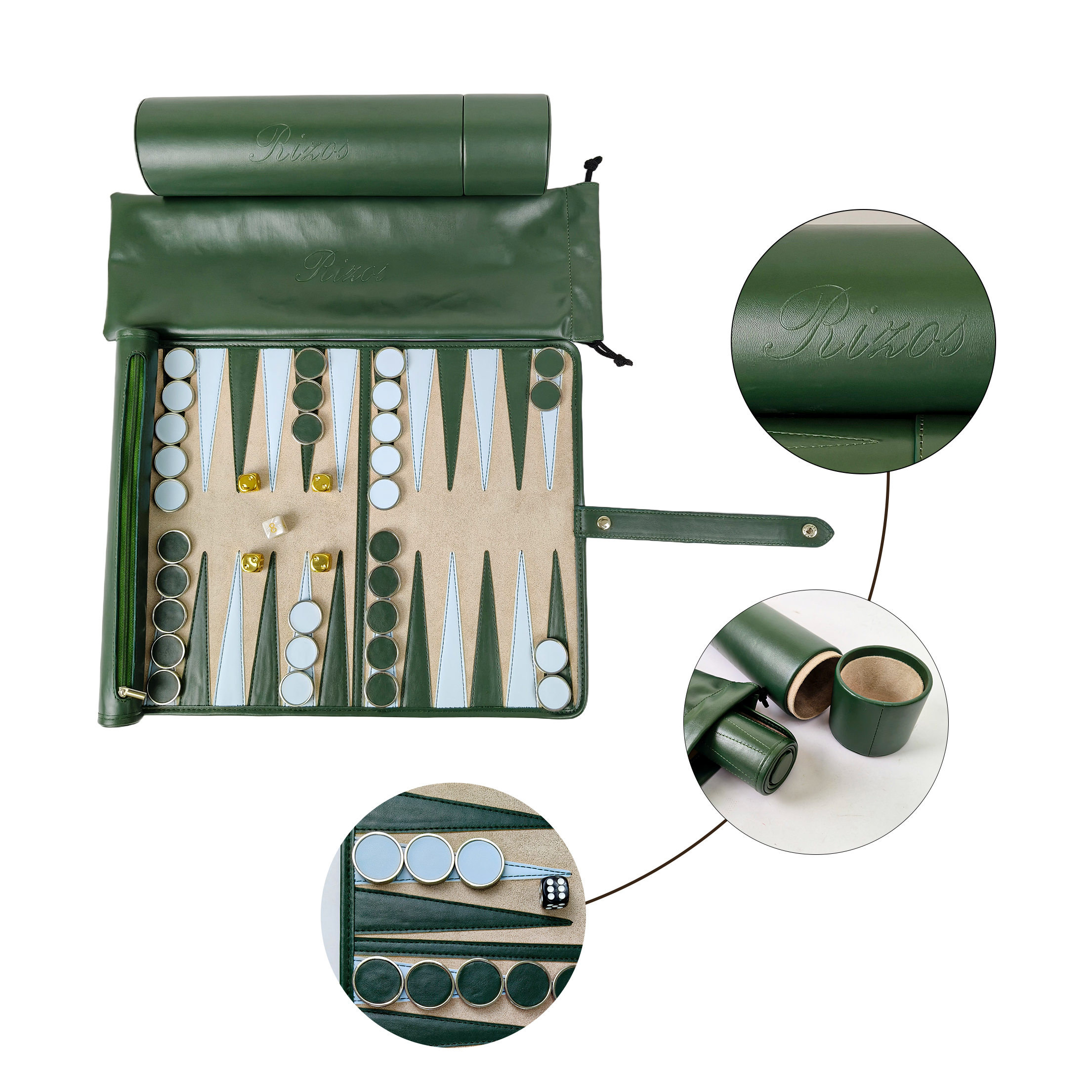 New Style 3-Piece Travel Roll-Up Backgammon Set