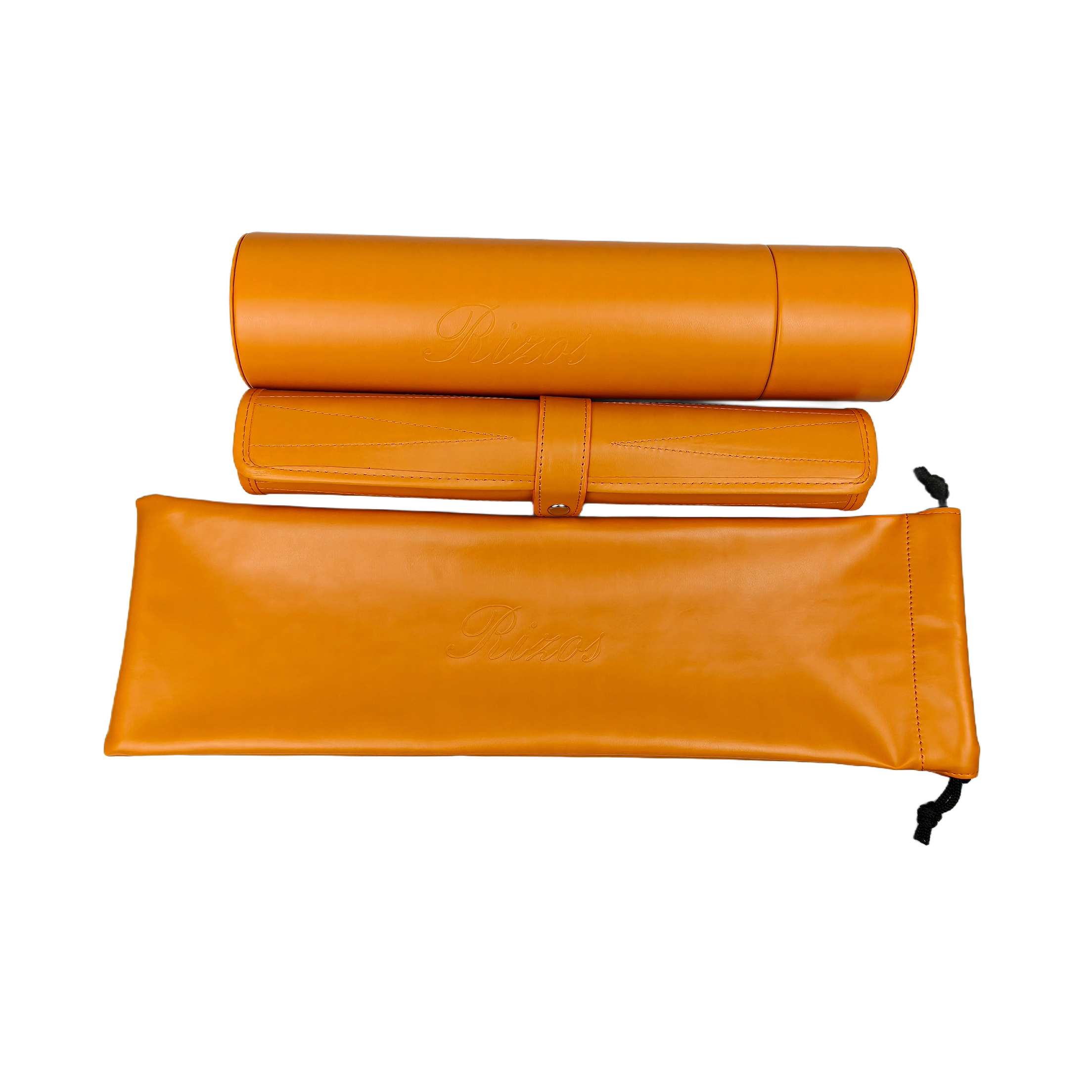 Vibrant Orange Travel Roll-Up Backgammon Kit | Complete 3-Piece PU Leather Gift Set