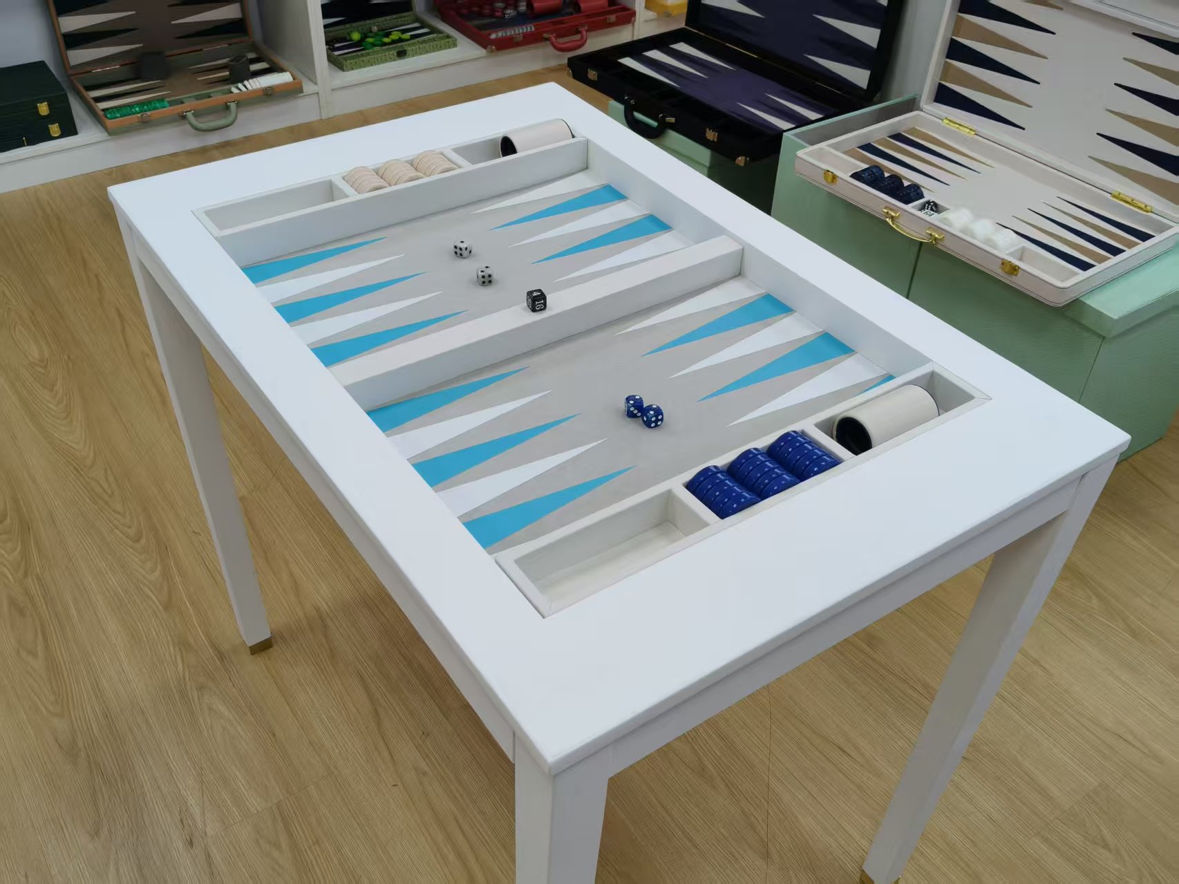 Portable Detachable Wooden Backgammon Table Set Replaceable Playing Surface