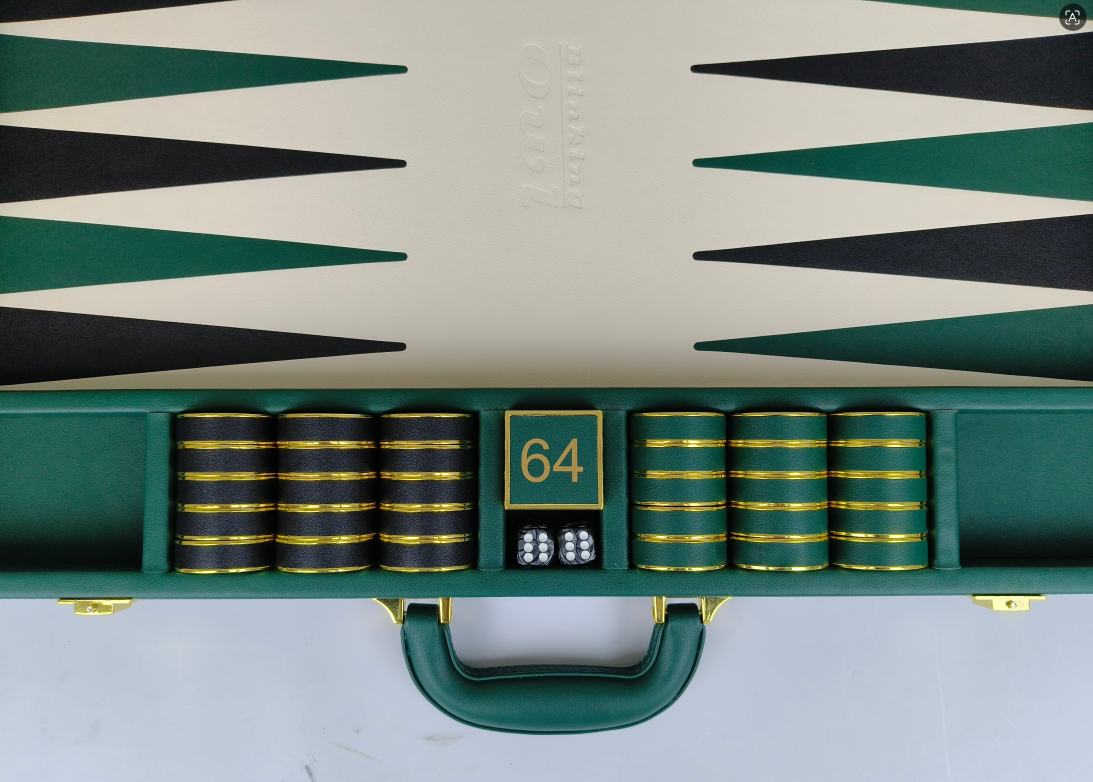 custom embossed logo on leather backgammon board