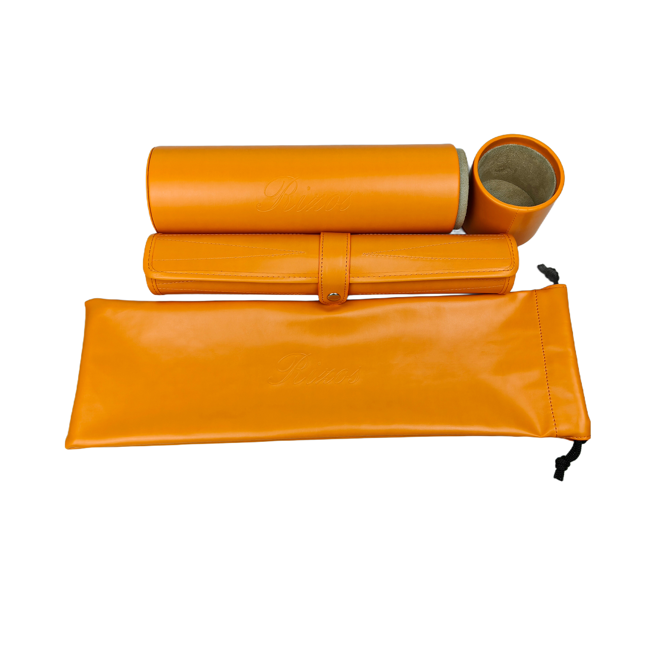 Vibrant Orange Travel Roll-Up Backgammon Kit | Complete 3-Piece PU Leather Gift Set