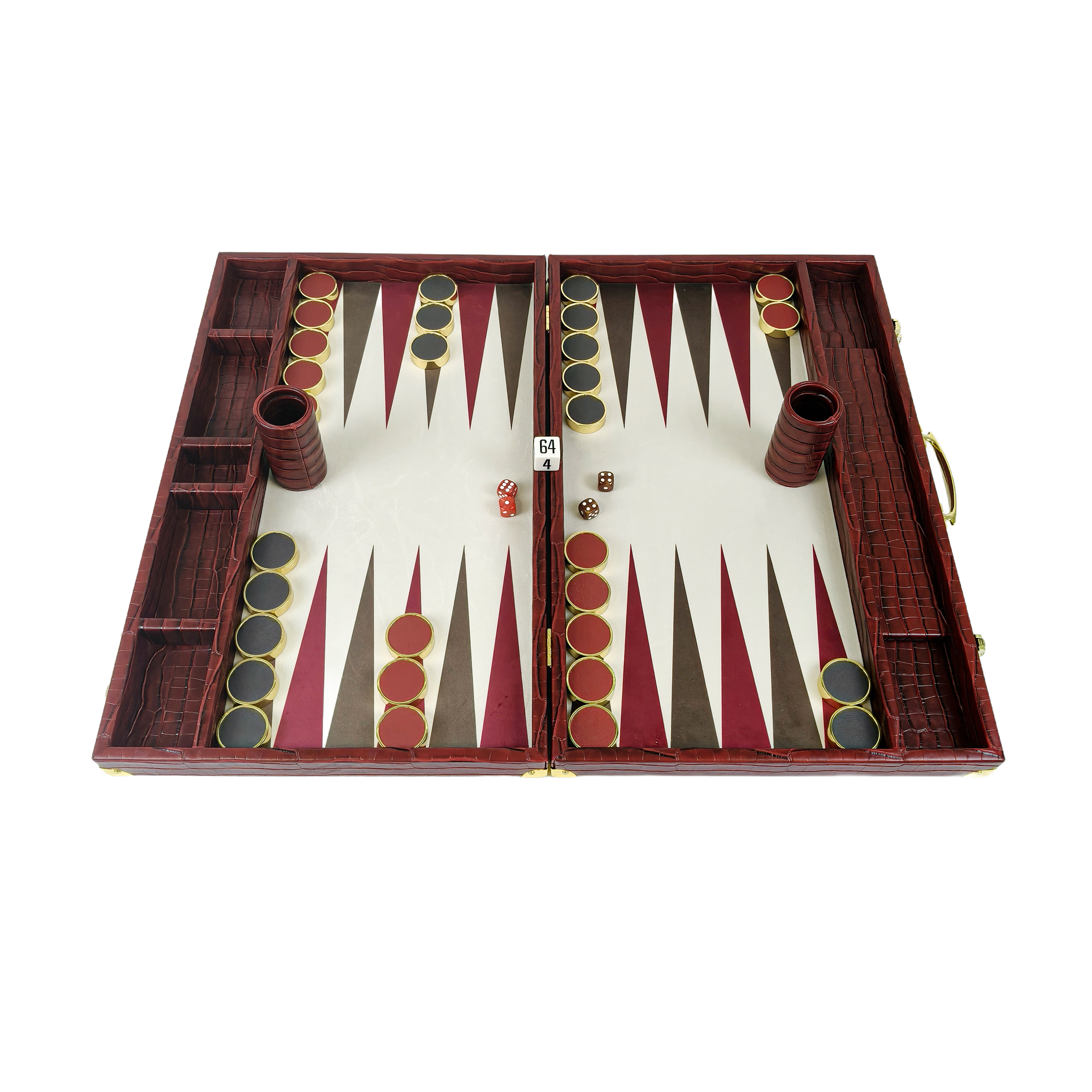 Luxury Croc-Embossed PU Leather Backgammon Set with Velvet Interior