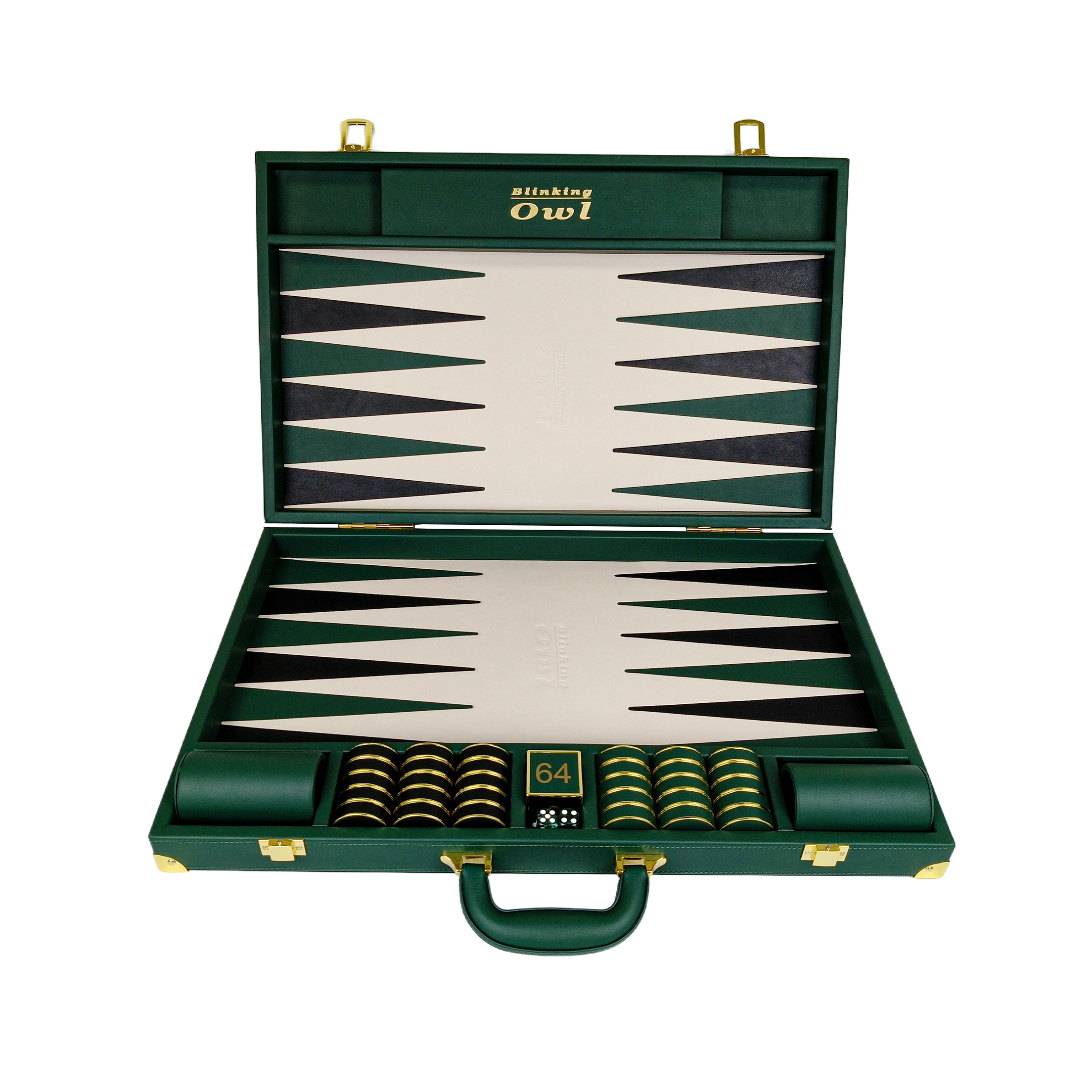 Custom Logo Luxury Green Leather Backgammon Set