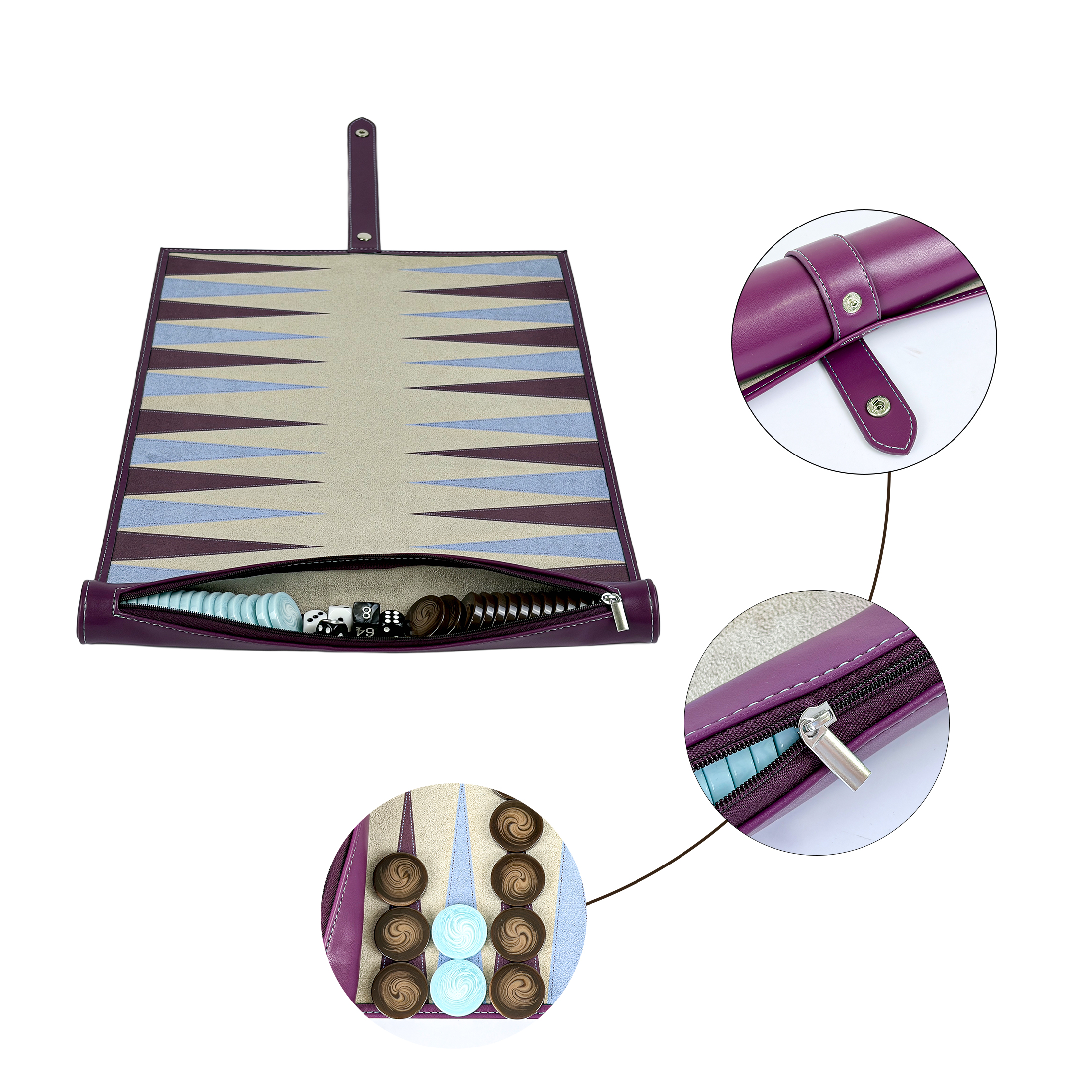 Portable Rollable Backgammon Travel Set