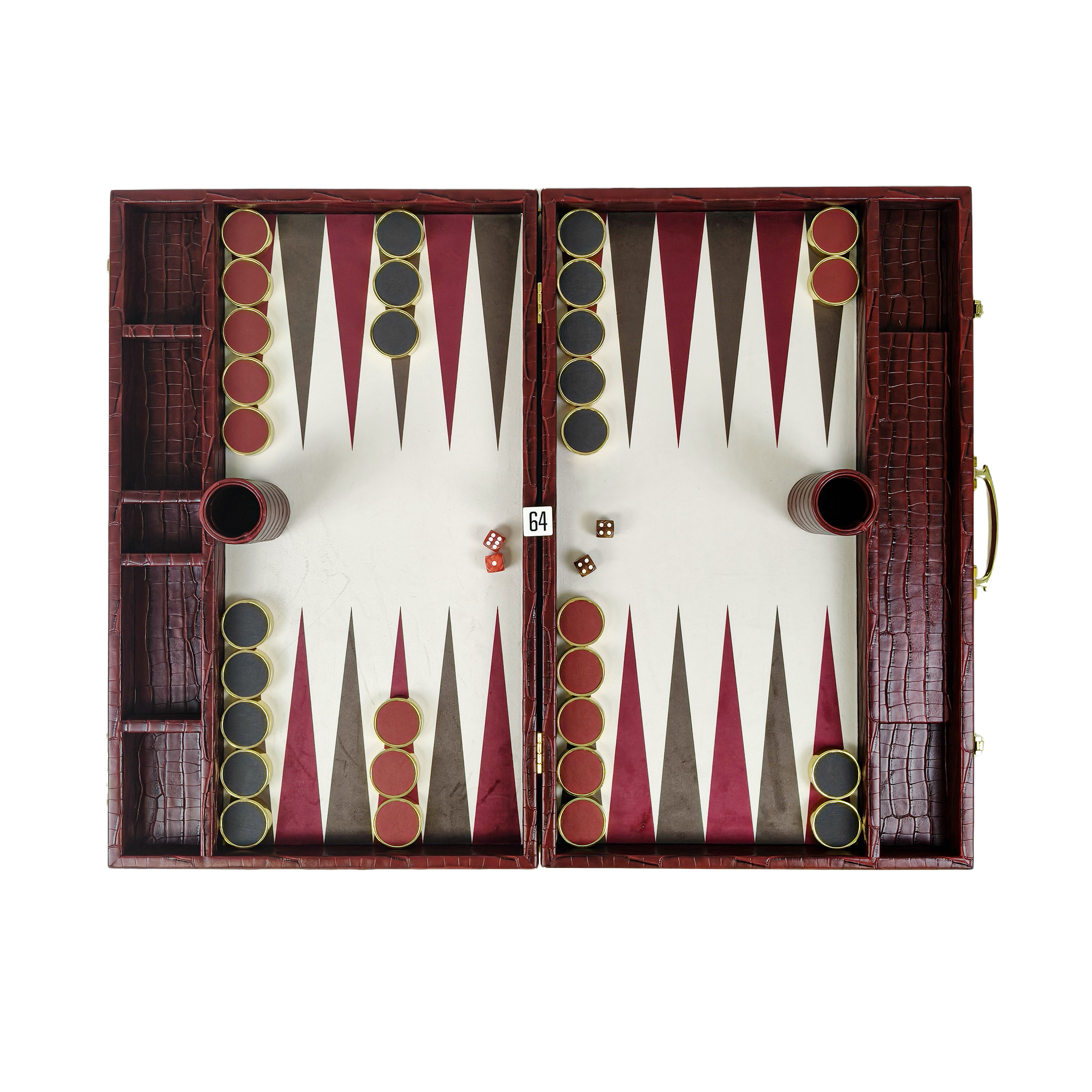 Luxury Croc-Embossed PU Leather Backgammon Set with Velvet Interior