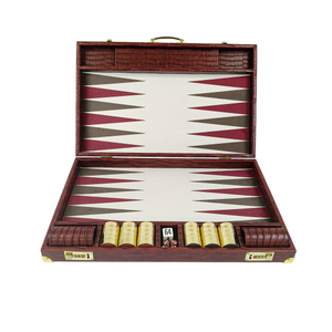 Luxury Croc-Embossed PU Leather Backgammon Set with Velvet Interior